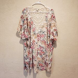 Ariat floral crochet lace longline kimono women’s size M/L